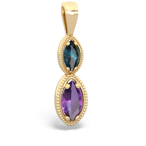 alexandrite-amethyst antique milgrain pendant