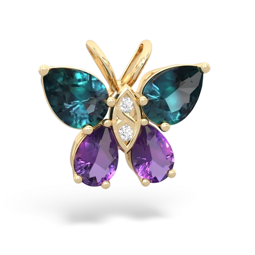 alexandrite-amethyst butterfly pendant