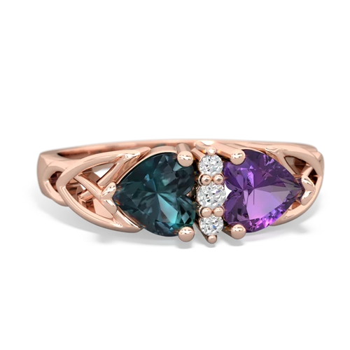 alexandrite-amethyst celtic ring