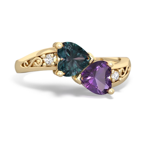 alexandrite-amethyst filligree ring