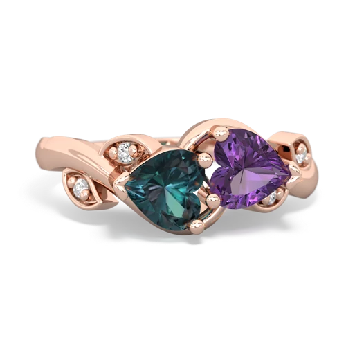 alexandrite-amethyst floral keepsake ring