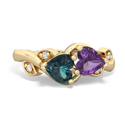 alexandrite-amethyst floral keepsake ring