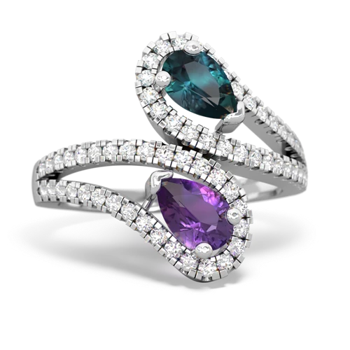 alexandrite-amethyst pave swirls ring