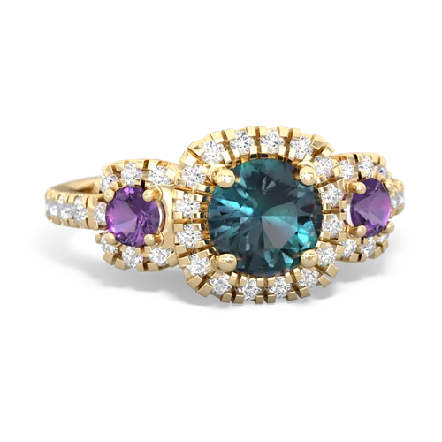 alexandrite-amethyst three stone regal ring