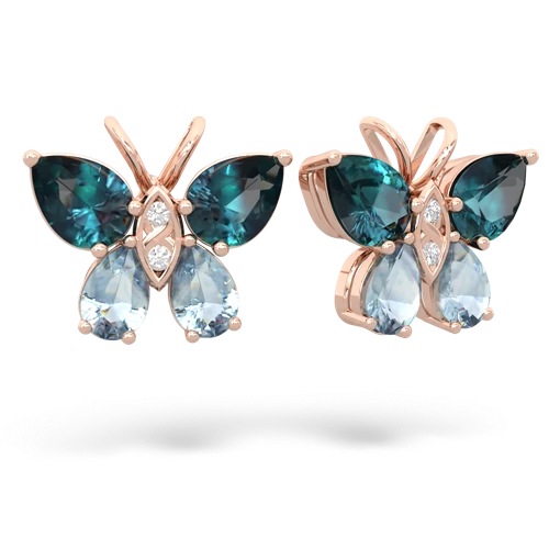 alexandrite-aquamarine butterfly earrings