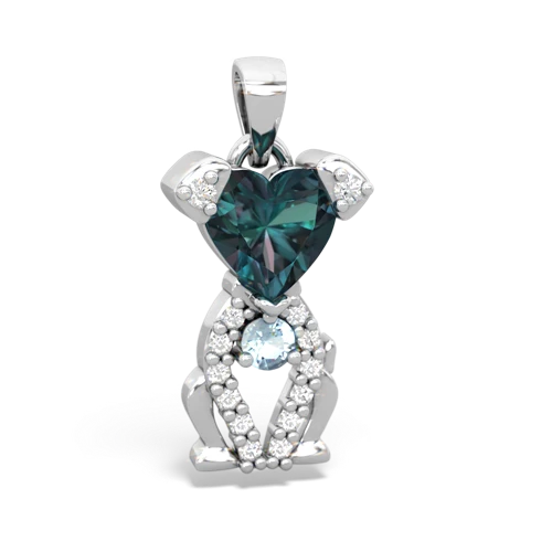 alexandrite-aquamarine birthstone puppy pendant