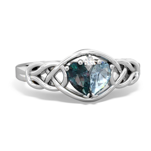 alexandrite-aquamarine celtic knot ring