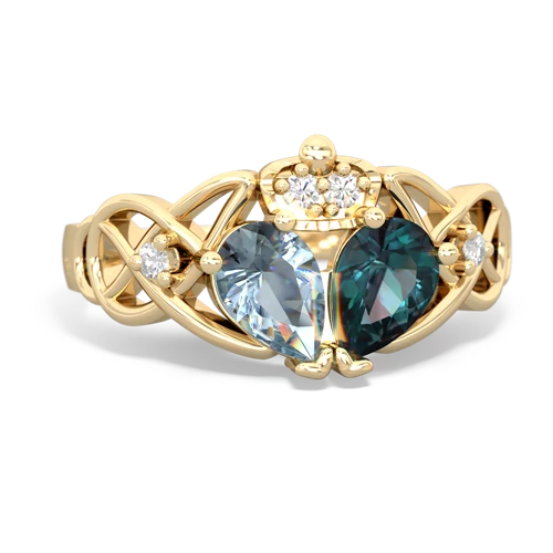 alexandrite-aquamarine claddagh ring