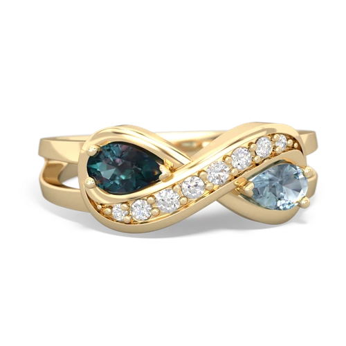 alexandrite-aquamarine diamond infinity ring