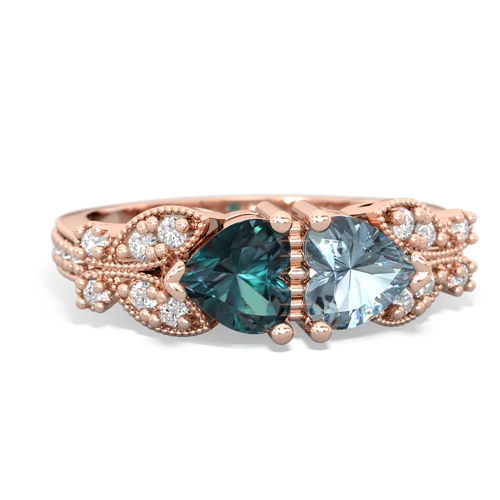 alexandrite-aquamarine keepsake butterfly ring