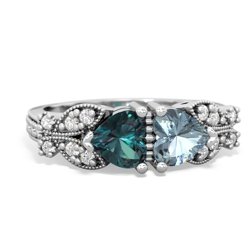 alexandrite-aquamarine keepsake butterfly ring