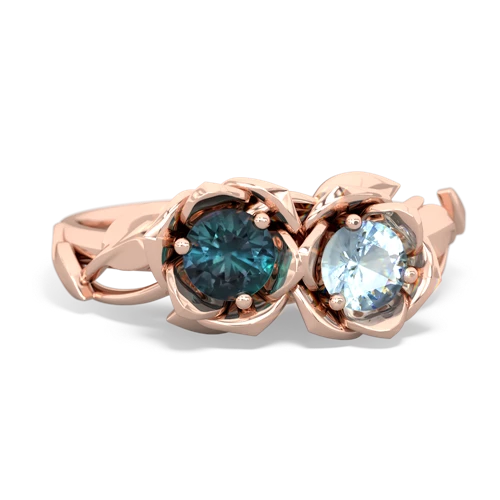 alexandrite-aquamarine roses ring