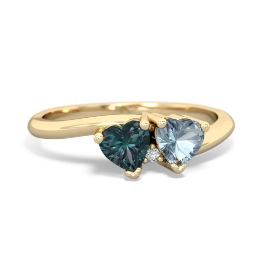 alexandrite-aquamarine sweethearts promise ring