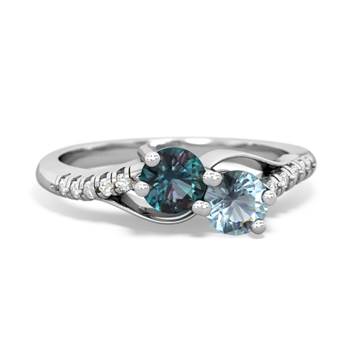 alexandrite-aquamarine two stone infinity ring