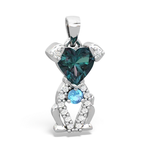 alexandrite-blue topaz birthstone puppy pendant