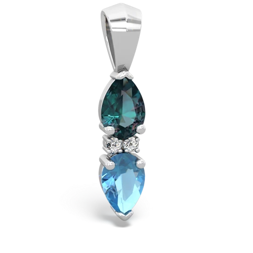 alexandrite-blue topaz bowtie pendant