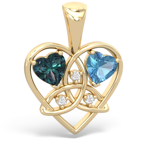 alexandrite-blue topaz celtic heart pendant