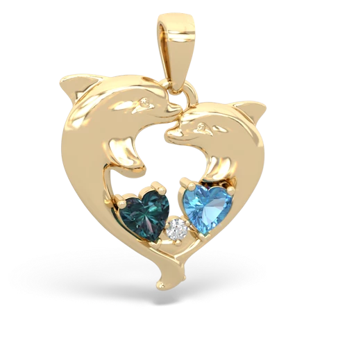 alexandrite-blue topaz dolphins pendant