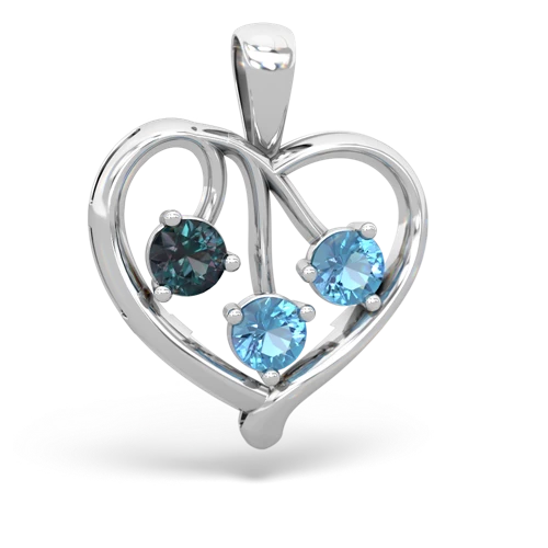 alexandrite-blue topaz love heart pendant