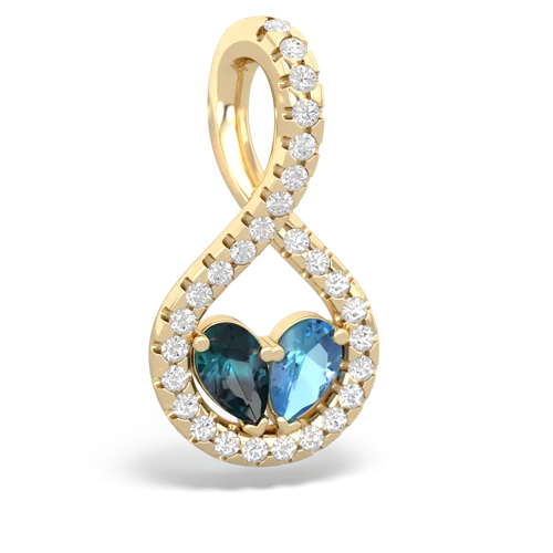 alexandrite-blue topaz pave twist pendant