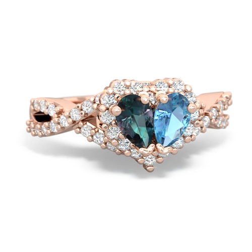 alexandrite-blue topaz engagement ring