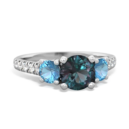 alexandrite-blue topaz trellis pave ring