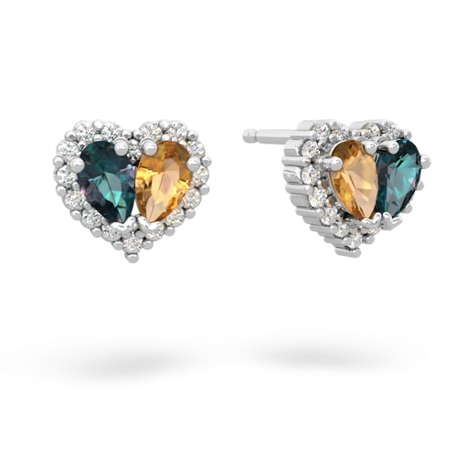 alexandrite-citrine halo-heart earrings