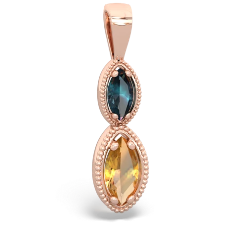 alexandrite-citrine antique milgrain pendant