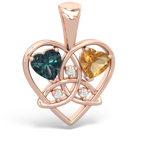 alexandrite-citrine celtic heart pendant