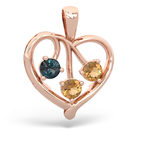 alexandrite-citrine love heart pendant