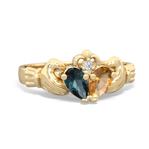 alexandrite-citrine claddagh ring