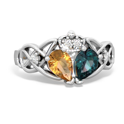 alexandrite-citrine claddagh ring