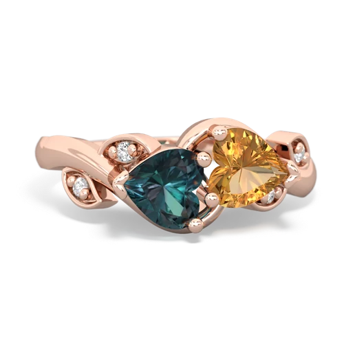 alexandrite-citrine floral keepsake ring