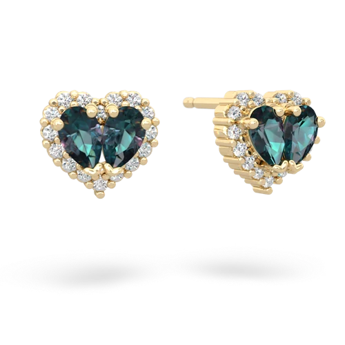 alexandrite halo-heart earrings