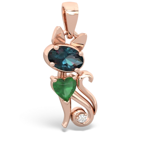 alexandrite-emerald kitten pendant