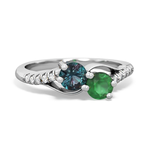 alexandrite-emerald two stone infinity ring