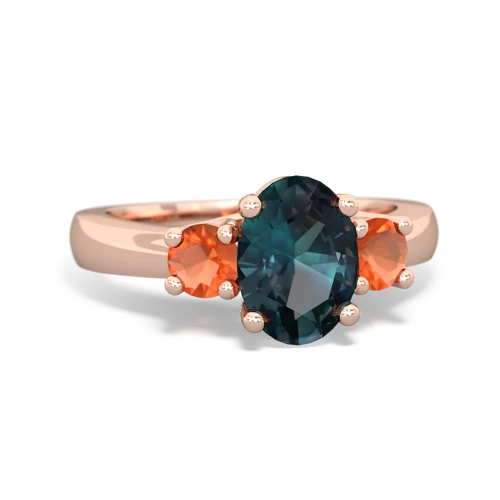 alexandrite-fire opal timeless ring