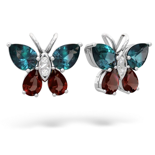 alexandrite-garnet butterfly earrings