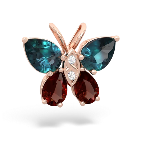 alexandrite-garnet butterfly pendant