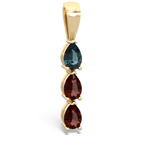 alexandrite-garnet three stone pendant