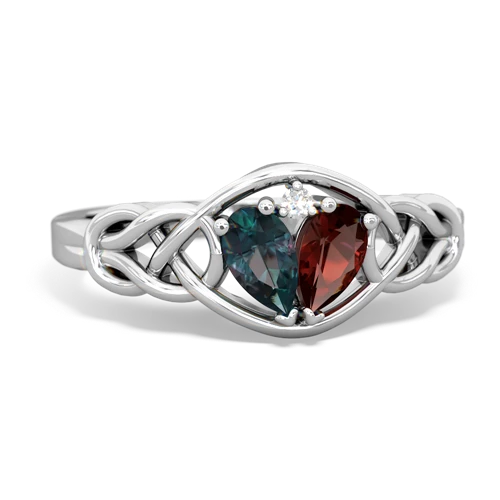 alexandrite-garnet celtic knot ring