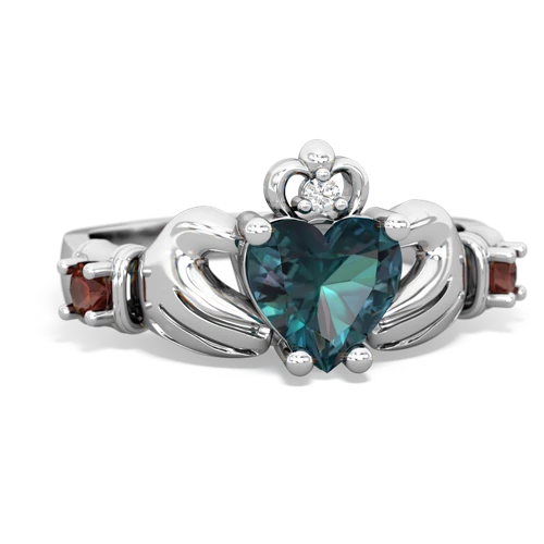 alexandrite-garnet claddagh ring