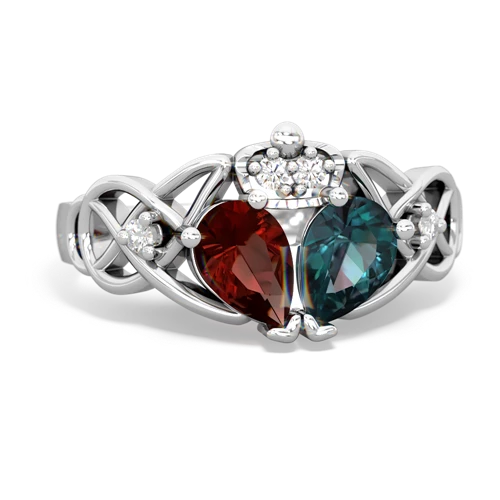 alexandrite-garnet claddagh ring