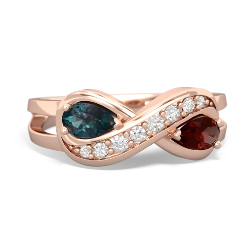 alexandrite-garnet diamond infinity ring