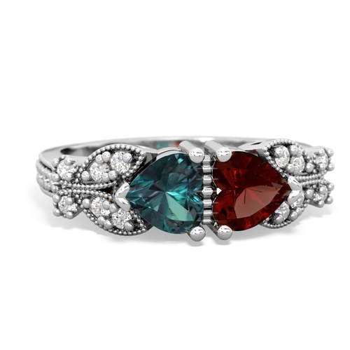 alexandrite-garnet keepsake butterfly ring