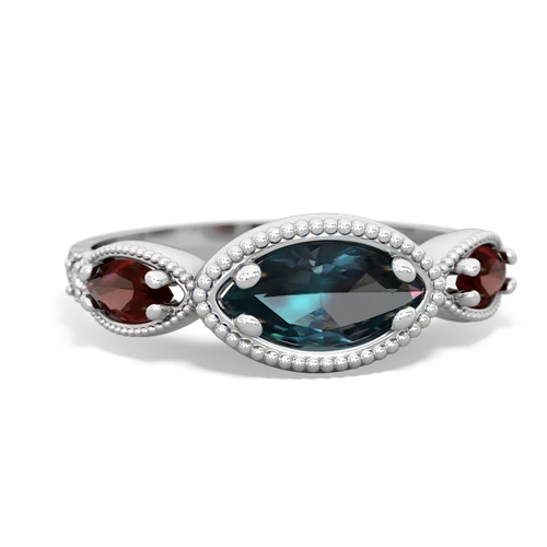 alexandrite-garnet milgrain marquise ring