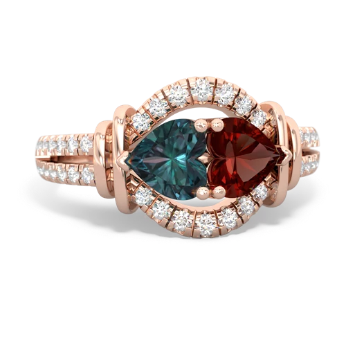 alexandrite-garnet pave keepsake ring