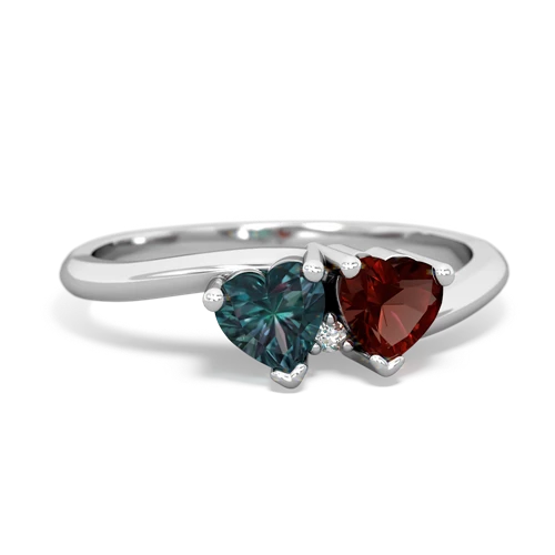 alexandrite-garnet sweethearts promise ring