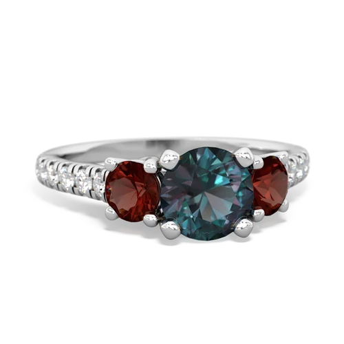 alexandrite-garnet trellis pave ring