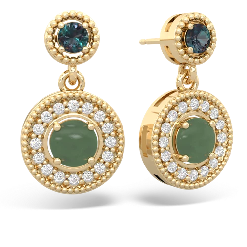 alexandrite-jade halo earrings